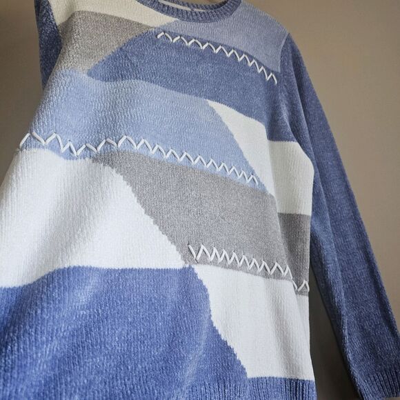 Alfred Dunner Chenille Sweater 3 Pc Set Large Stripe Embroidery Beaded Knit Lot - Picture 12 of 16